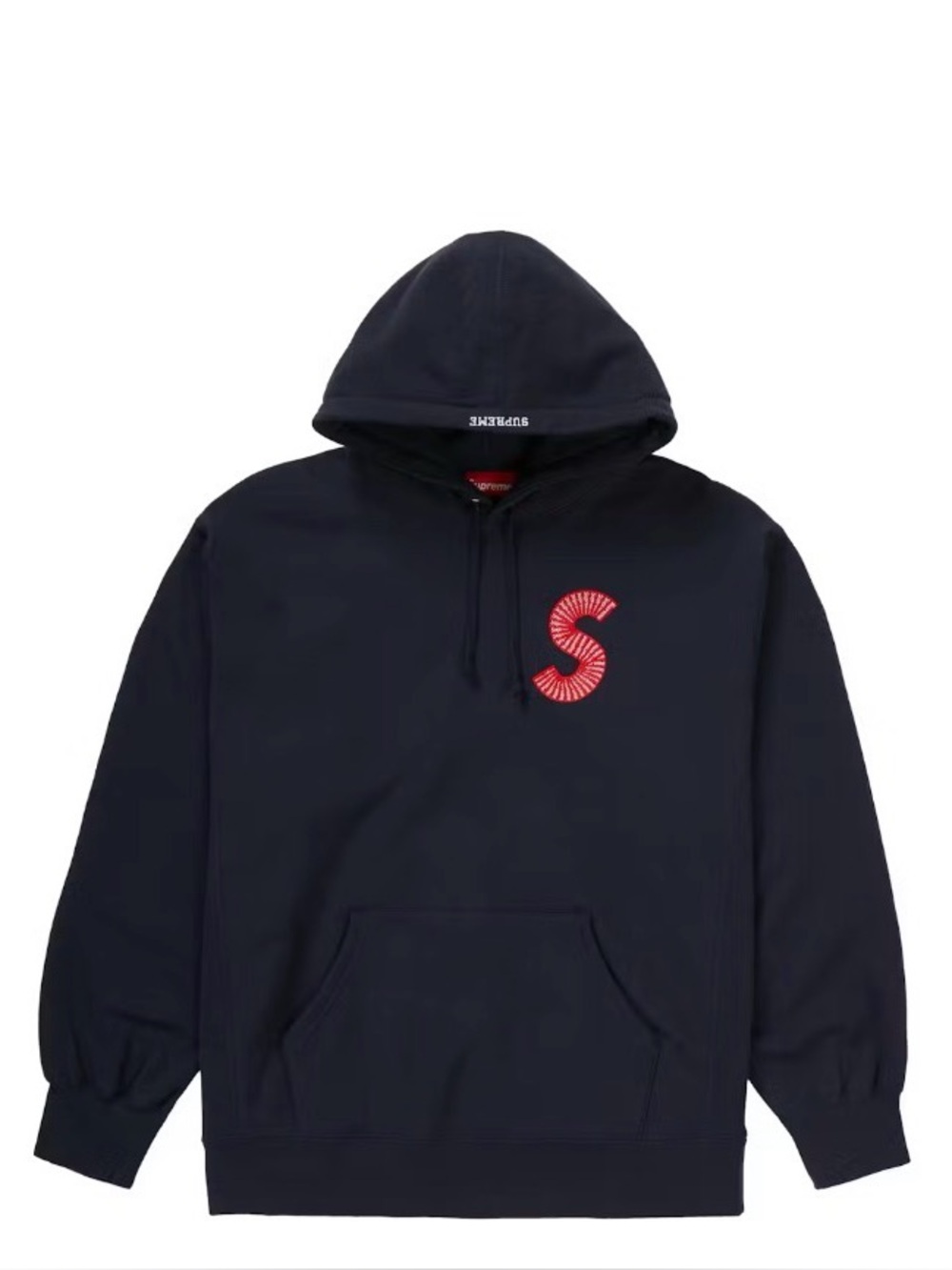 Authentic Supreme Navy Hooded Sweatshirt with Red 'S' Logo (FW20)